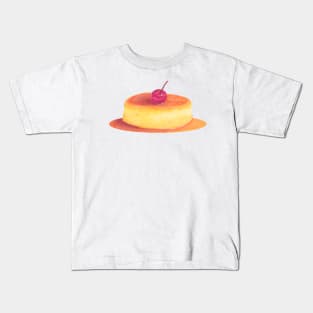 Pop art  watercolor Illustration Caramel flan, vanilla custard Kids T-Shirt
